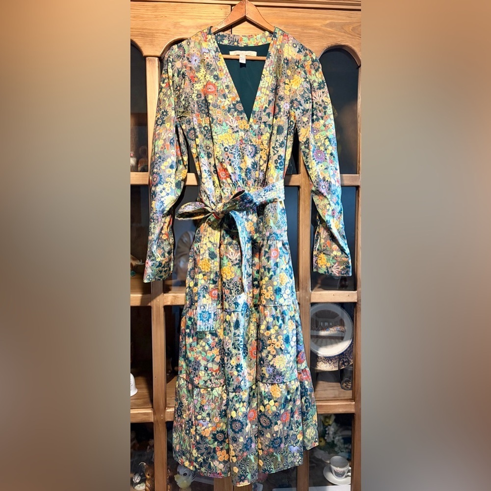 Hutch Paxton Midi Dress in Green Size Small Floral Long Sleeve Dress